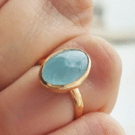 Anillo en Agua Marina enchapado en oro de 18k