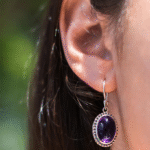 Arete Amatista Africana trabajada en filigrana en plata 950