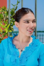 Collar con dije de turmalina natural negra en plata 950