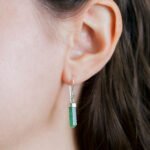 Aretes de piedra Jade natural verde en plata 950.