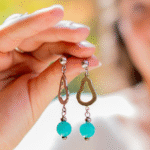 Aretes en plata 950 con piedra Agua Marina