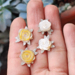 Aretes tallados en Nacar amarillo y blanco en plata 950