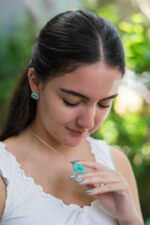 Collar con dije Amazonita y cristal Citrino en plata 950