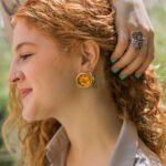 Aretes Citrino bañado en oro de 18k