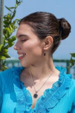 Collar con dije de turmalina natural negra en plata 950 - Imagen 3