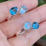 Anillo de hoja en Topacio Imperial Azul y Topacio syc blue en plata 950.