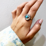 Anillo de Agua Marina en plata 950